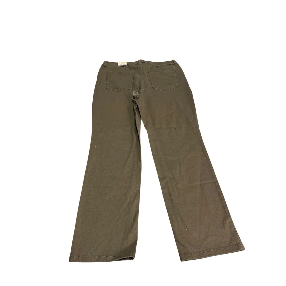 405. Style & Co Women's Rail Tummy-Control Straight-Leg Jeans Olive Size 14S